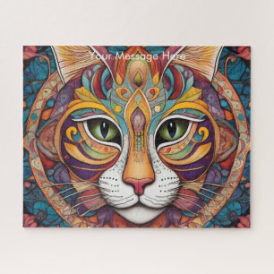 Mystic Boho Feline Cat Mandala Puzzle