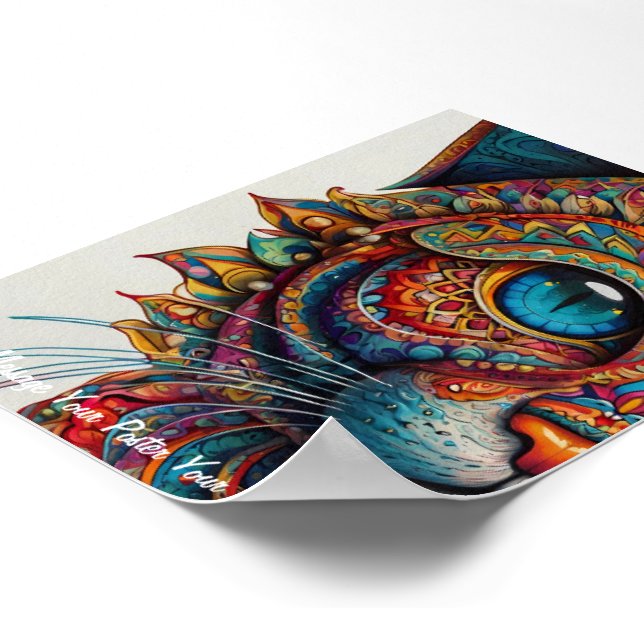 Mystic Boho Feline Mandala Poster (Ecke)