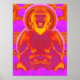 Mystic Buddha - rosa und orange lebendige Töne Poster