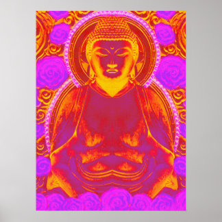 Mystic Buddha - rosa und orange lebendige Töne Poster