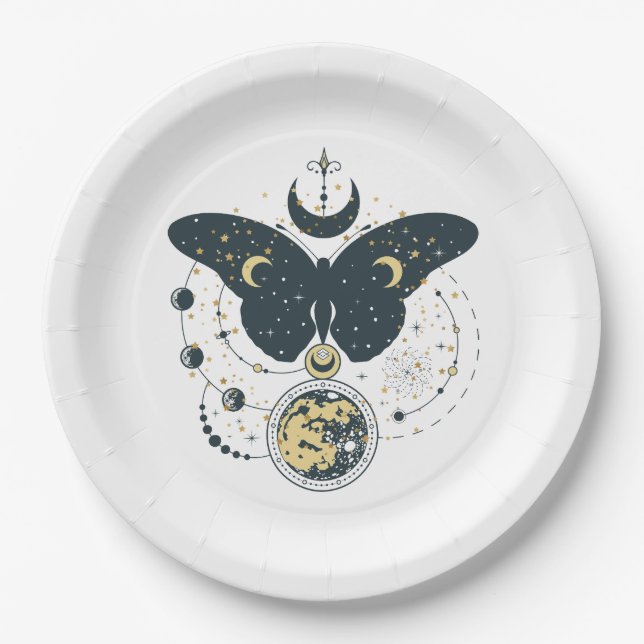 Mystic Butterfly & Sky Paper Plate Pappteller (Vorderseite)