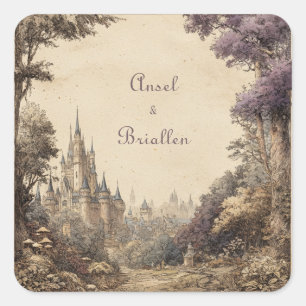 Mystic Castle Forest Wedding Quadratischer Aufkleber