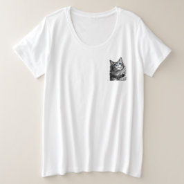 Mystic Cat Blue Eyes Gothic Witchy Art Große Größe T-Shirt