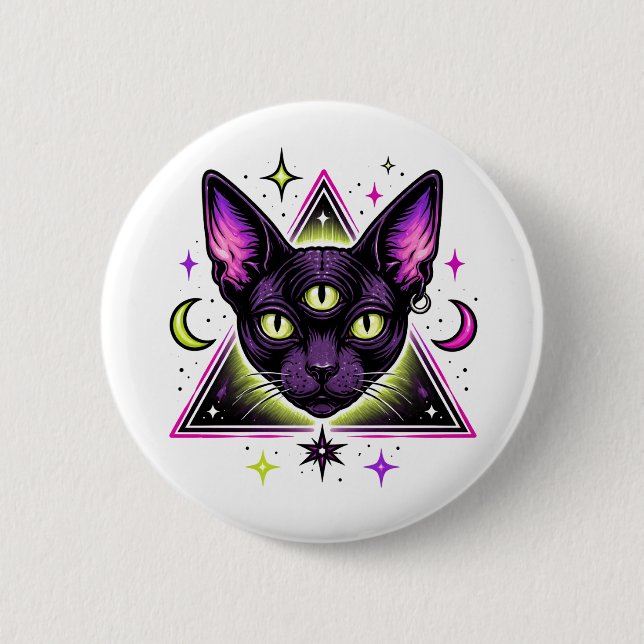 Mystic Cat Button (Vorderseite)
