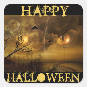Mystic Cat Eyes mit Fledermaus-Sticker Quadratischer Aufkleber