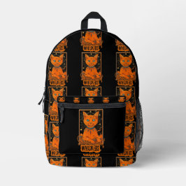 Mystic Cat & Tarot | Orange Feline Art Bedruckter Rucksack