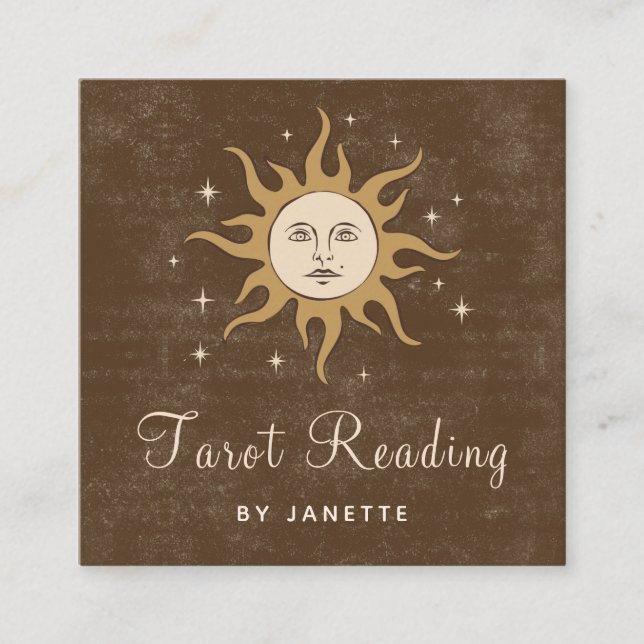 Mystic Celestial Moon Sun Magic Psychische Tarot B Quadratische Visitenkarte (Vorderseite)