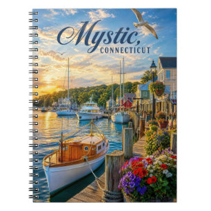 Mystic, Connecticut Hafen-Sonnenuntergang Notizblock
