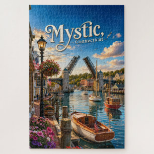 Mystic, Connecticut Klappbrücke Hafen Sonnenunterg Puzzle