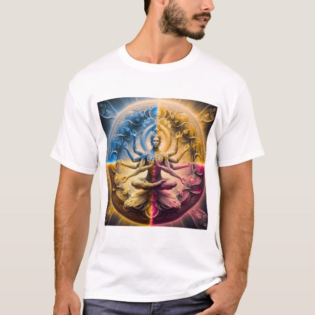 Mystic Cosmic Deity Mandala T‑Shirt | Psychedelic  T-Shirt (Vorderseite)
