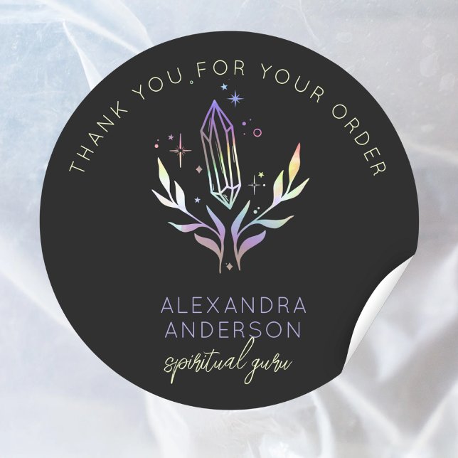 Mystic Crystals Holographic Glitzer Spirituell Runder Aufkleber (Mystic Crystals Holographic Glitter Spiritual Classic Round Sticker)
