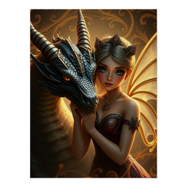 Mystic Dragon Fantasy Art Poster (Vorderseite)