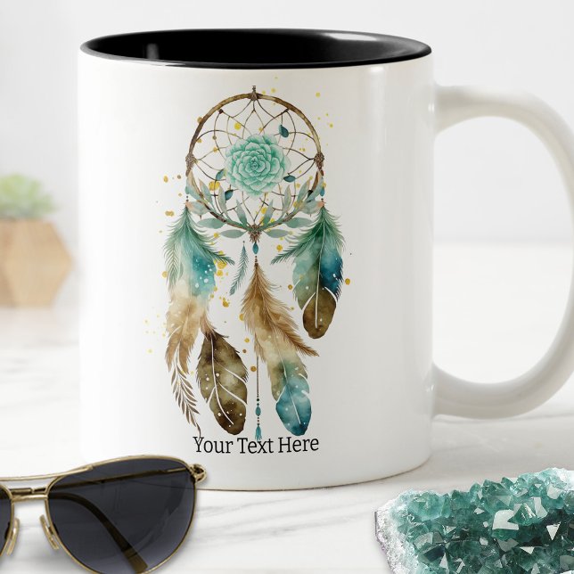 Mystic Dreamcatcher Spirituelle Metaphysische Yoga Zweifarbige Tasse (Von Creator hochgeladen)