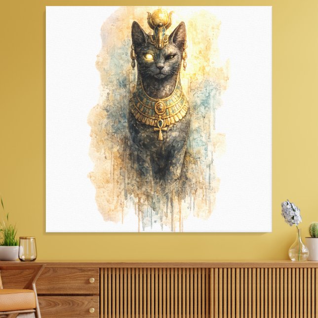 Mystic Egyptian Cat Ancient Inspired Artistic  Leinwanddruck (Insitu (Wohnzimmer))