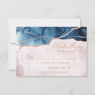Mystic Elegance   Aquamarin Blue Mauve Blush Pink  RSVP Karte