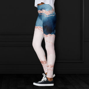 Mystic Elegance   Aquamarines Blau und Rose Gold A Leggings