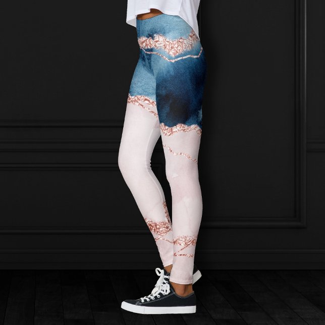 Mystic Elegance | Aquamarines Blau und Rose Gold A Leggings (Von Creator hochgeladen)