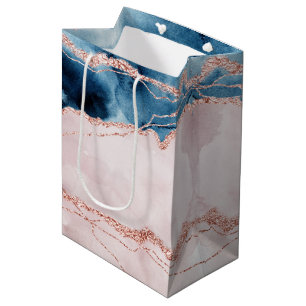 Mystic Elegance Aquamarines Blau und Rose Gold A Mittlere Geschenktüte