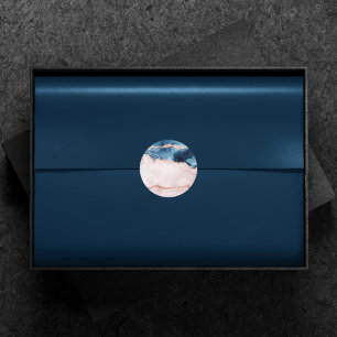 Mystic Elegance   Aquamarines Blau und Rose Gold A Runder Aufkleber