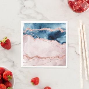 Mystic Elegance Aquamarines Blau und Rose Gold A Serviette