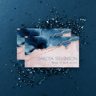 Mystic Elegance | Aquamarines Blue and Rose Gold B Visitenkarte