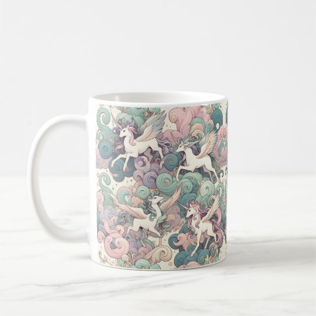 Mystic Elegance: Pastel Kirin Whispers Kaffeetasse (Links)