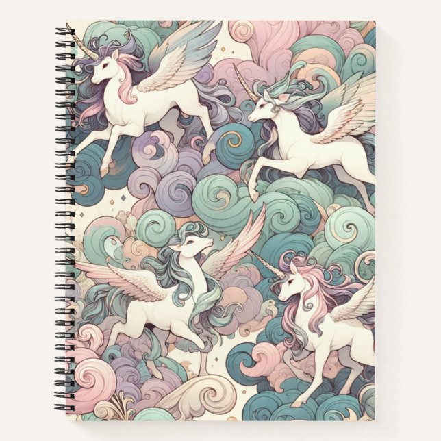 Mystic Elegance: Pastel Kirin Whispers Notizbuch (Vorderseite)