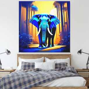 Mystic Elephant: Sunset Forest Journey Leinwanddruck