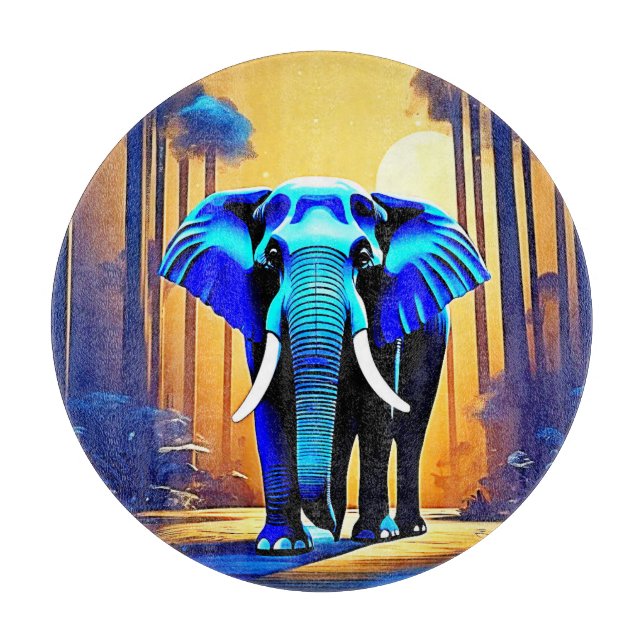 Mystic Elephant: Sunset Forest Journey Schneidebrett (Vorderseite)