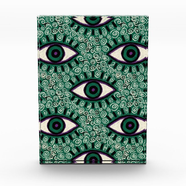"Mystic Emerald Eyes" - Psychedelic Swirl Seamless Fotoblock (Vorderseite)