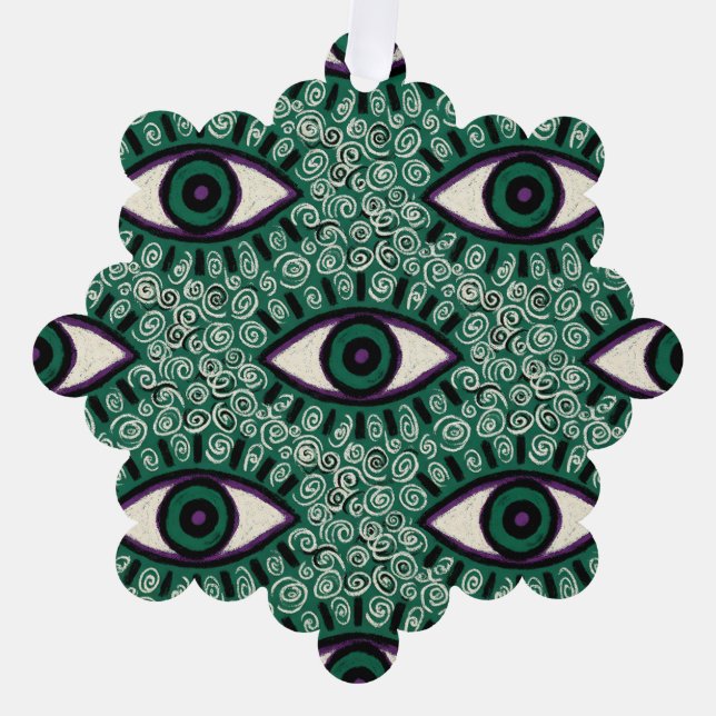 "Mystic Emerald Eyes" - Psychedelic Swirl Seamless Ornament Karte (Vorderseite)
