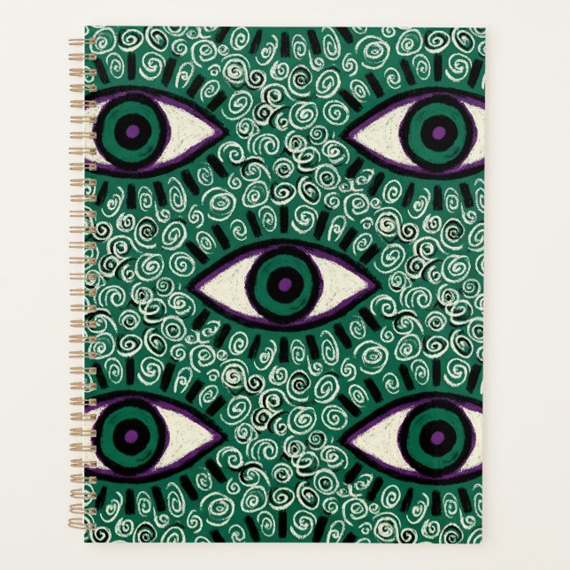 "Mystic Emerald Eyes" - Psychedelic Swirl Seamless Planer (Vorderseite)