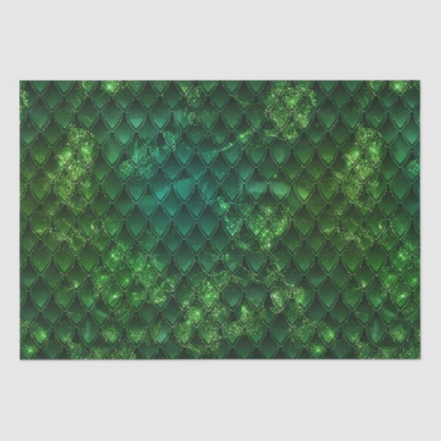 Mystic Emerald Fantasy Green Dragon Scale Pattern Seidenpapier (Vorderseite)