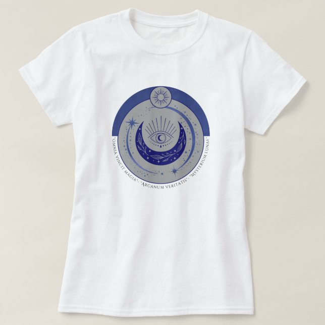 Mystic Eye & Crescent Moon - Latin Occult Symbol T-Shirt (Design vorne)