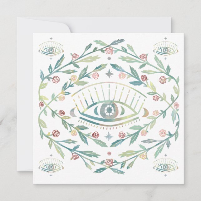 Mystic Eye Rose Reben Magische Boho Blank Card (Vorderseite)