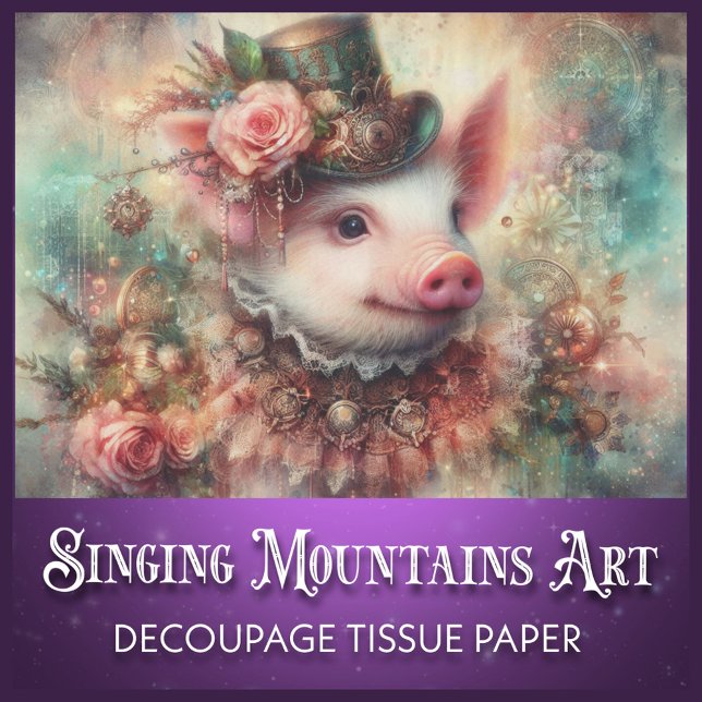 Mystic Fantasy Steampunk Pig Decoupage Seidenpapier (Von Creator hochgeladen)