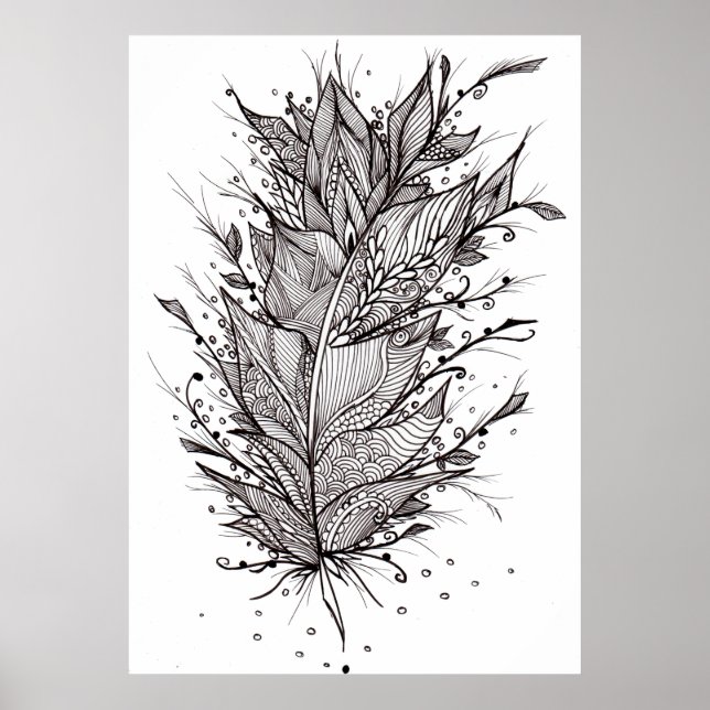 Mystic Feather Lineart Poster (Vorne)