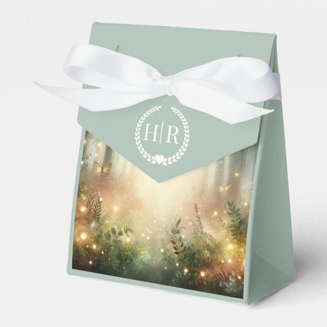 Mystic Forest Meadow Magic Monogram Hochzeit  Geschenkschachtel (Vorderseite)