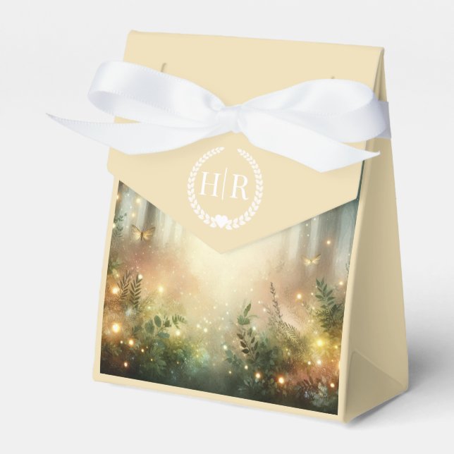 Mystic Forest Meadow Magic Monogram Hochzeit  Geschenkschachtel (Vorderseite)