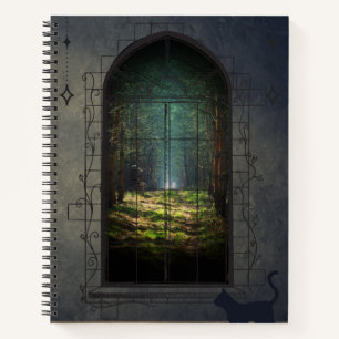 Mystic Forest Portal mit Cat - Fantasy Window Notizbuch