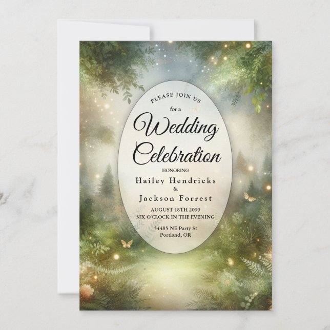 Mystic Forrest Meadow Magic Einladung (Vorderseite)