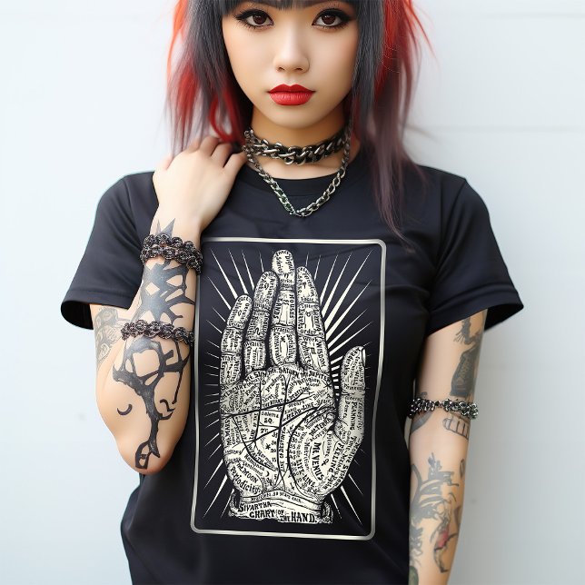 Mystic Fortune Tarot Mystic Esoteric T-Shirt (Show your love for the dark arts with this palmistry tarot card inspired tshirt.)