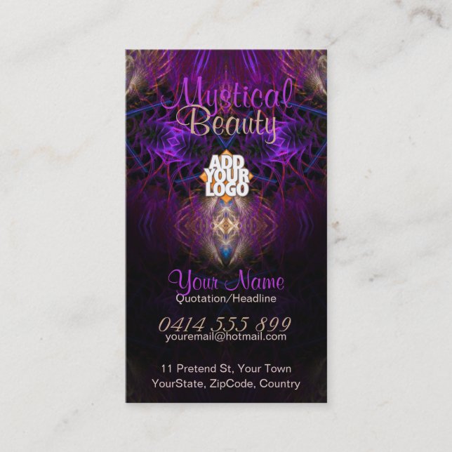 Mystic Fraktal Art Lila Gold Business Card Visitenkarte (Vorderseite)
