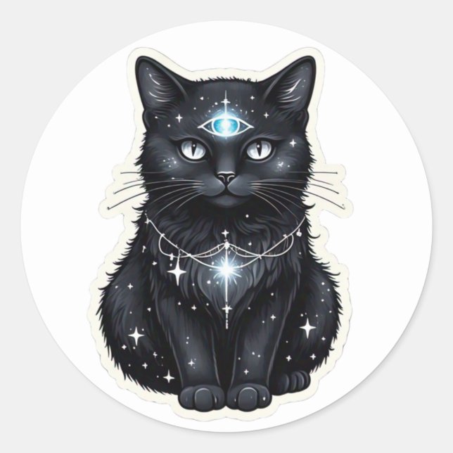 Mystic Galaxy Cat Sticker (Vorderseite)