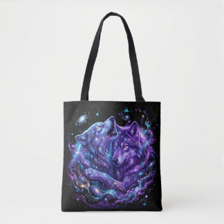 Mystic Galaxy Wolf Hoodie – Blaues Cosmic Wolf Art