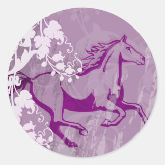 Mystic Garden Horse (Lt. Lila) Runder Aufkleber