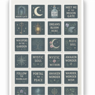 Mystic Garden Sticker Sheet - Moonlit Florals