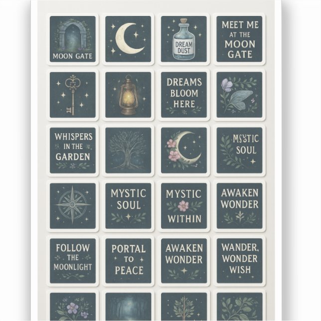 Mystic Garden Sticker Sheet - Moonlit Florals (Vorderseite)