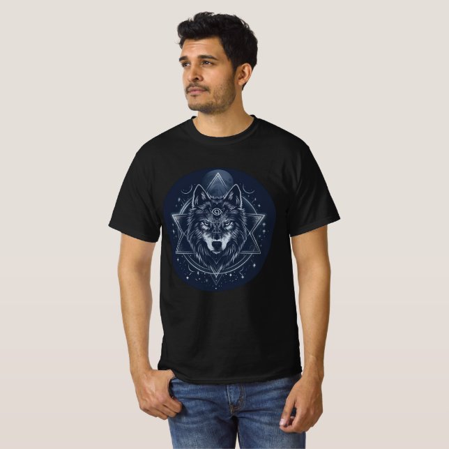 Mystic Geometric Wolf Mandala T-Shirt (Vorne ganz)