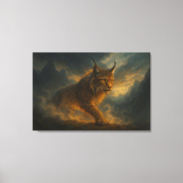 Mystic Golden Lynx in Sunset Fog – ManJiangHong Fi Leinwanddruck (Vorderseite)